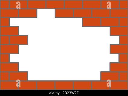 Brown brick wall on a white background. Stock Vector