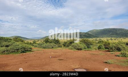 South African landscape photo with mountains in the background and beautiful nature in the foreground Stock Photo