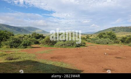 South African landscape photo with mountains in the background and beautiful nature in the foreground Stock Photo