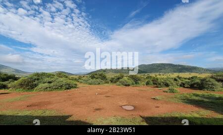 South African landscape photo with mountains in the background and beautiful nature in the foreground Stock Photo