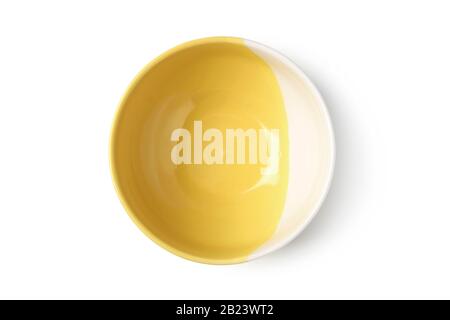Yellow clay cup isolated on white Stock Photo