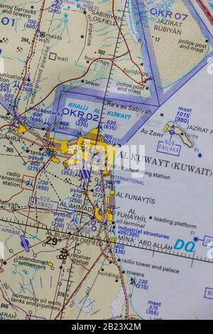 1990 1991 Gulf War Kuwait and Saudi Arabian airspace chart map Stock ...
