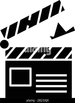 Film producer black icon, concept illustration, vector flat symbol, glyph sign. Stock Vector