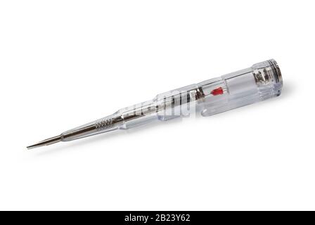 Indicator screwdriver isolated on white Stock Photo