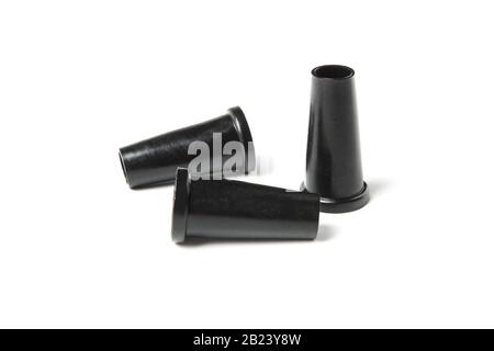 Plastic mouthpieces for hookah isolated on white Stock Photo
