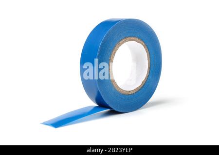 Reel of blue electrical tape isolated on white Stock Photo