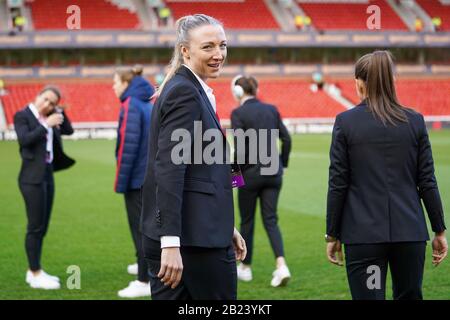 NOTTINGHAM. ENGLAND. FEB 28th: Louise Quinn of Arsenal checks out the pitch pregame during the 2020 FA Women Continental Tyres League Cup Final between Arsenal Women and Chelsea Women at the City Ground in Nottingham, England. (Photo by Daniela Porcelli/SPP) Stock Photo