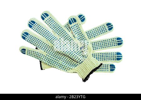 Rubberized work gloves isolated on white Stock Photo