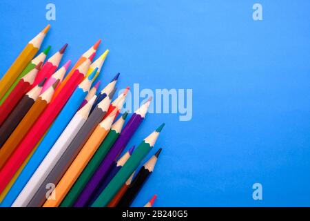 colorful pencils on color background, close up  Stock Photo