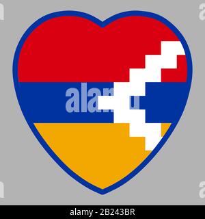 Artsakh Nagorno Karabakh Republic Flag In Heart Shape Vector Stock Vector