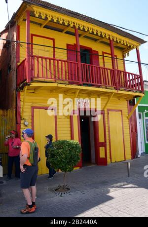 Old painted buildings, Puerto Plata, Dominican Republic Stock Photo