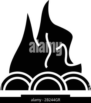 Firewood black icon, concept illustration, vector flat symbol, glyph sign. Stock Vector