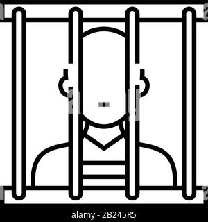 Prisoner linear icon. Thin line illustration. Jail, prison. Contour ...