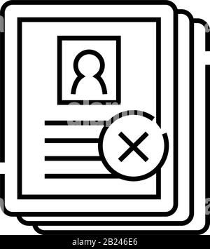 Rejected candidates line icon, concept sign, outline vector illustration, linear symbol. Stock Vector