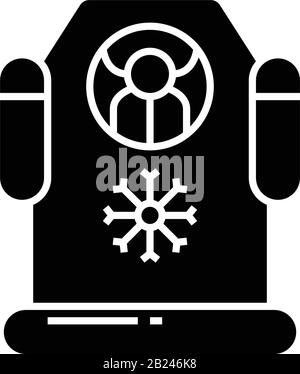 Freezing capsule black icon, concept illustration, vector flat symbol, glyph sign. Stock Vector