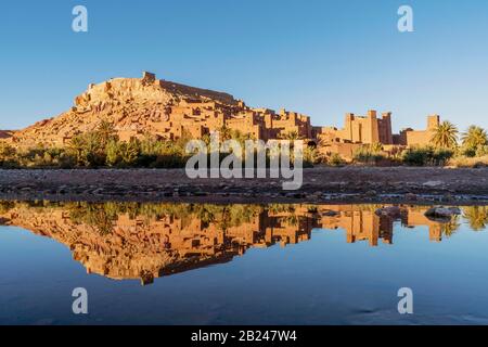 Panoramic view of clay town Ait Ben Haddou, UNESCO heritage site in Morocco Stock Photo