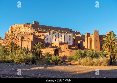 Panoramic view of clay town Ait Ben Haddou, UNESCO heritage site, Morocco Stock Photo