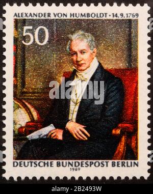 Alexander von Humboldt, a German naturalist and explorer, portrait on a German stamp Stock Photo