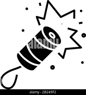 Firecracker black icon, concept illustration, vector flat symbol, glyph sign. Stock Vector