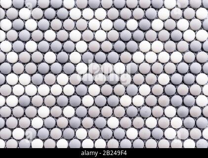 Ceramic mosaic tiles with gray and white circles. Stock Photo
