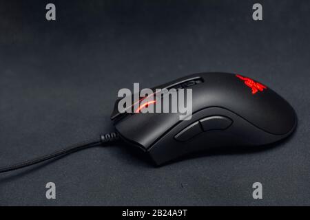 28 February 2020: Bucharest, Romania. The mouse Razer Deathadder v2 shots for blogs Stock Photo