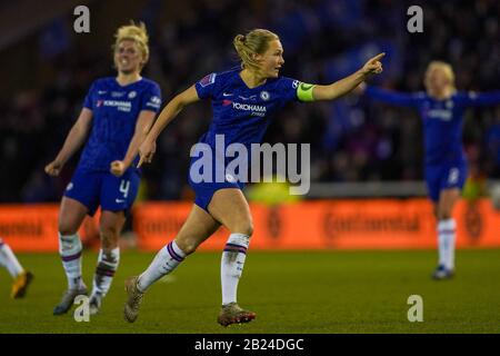 NOTTINGHAM. ENGLAND. FEB 28th: Magdalena Eriksson of Chelsea celebrates their victory during the 2020 FA Women Continental Tyres League Cup Final between Arsenal Women and Chelsea Women at the City Ground in Nottingham, England. (Photo by Daniela Porcelli/SPP) Stock Photo