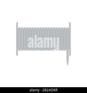 Fire Hose Reel Icon on Orange Brick Wall Stock Vector