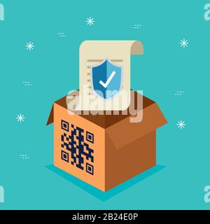 code qr in box with icons Stock Vector