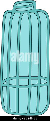 Plastic liquid bottle with water in cartoon style isolated on white background. Sign icon. Vector simple illustration. Decoration element. Hand drawn Stock Vector
