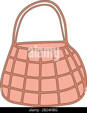 Eco friendly mesh bag in cartoon style isolated on white background. Sign icon. Vector simple illustration. Usable as icon or symbol. Decoration eleme Stock Vector