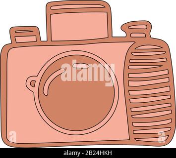 Reflex camera in cartoon style isolated on white background. Sign icon. Vector simple illustration. Usable as icon or symbol. Decoration element. Hand Stock Vector