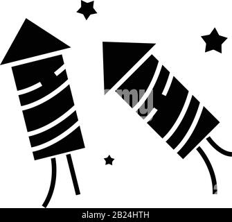 Firecrackers black icon, concept illustration, vector flat symbol, glyph sign. Stock Vector