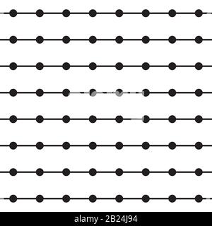 Linear streaks with dots. Repeating abstract background with circles. Modern seamless pattern. Horizontal arrangement of geometric shapes. Graphic bac Stock Vector