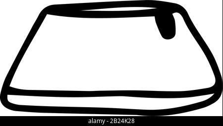 Women's cosmetic bag in doodle style isolated on white background. Sign icon. Vector outline illustration. Usable as icon or symbol. Decoration elemen Stock Vector