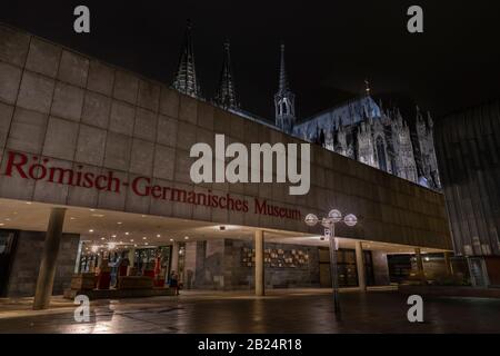 Roman-Germanic museum (RGM) has a large collection of historical artefacts. City of Cologne is built on foundation of ancient roman settlement. Stock Photo