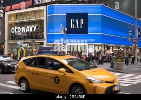 Old Navy and The Gap Advertising Screens in Times Square, NYC, USA Stock Photo