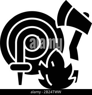 Firefighting black icon, concept illustration, vector flat symbol, glyph sign. Stock Vector