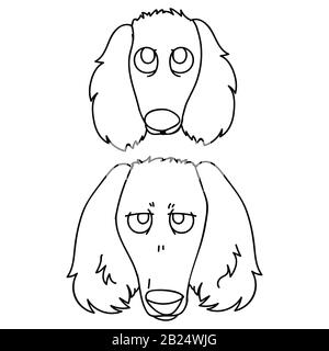 Cute carton saluki dog and puppy breed face lineart vector clipart. Pedigree kennel doggie for dog lovers. Purebred domestic pet for pet parlor Stock Vector
