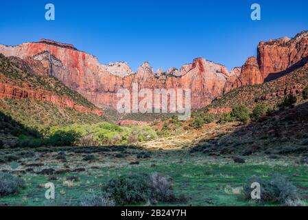 Beautiful view of Zion national park during early morning Utah USA. Stock Photo