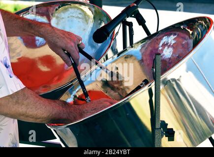 Man Playing Steel Drums Stock Photo