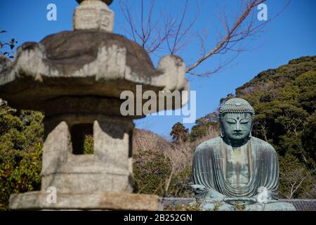 The giant bronze Buddha (Daibutsu) at the Kotoku-in temple in Kamakura, Japan. Stock Photo