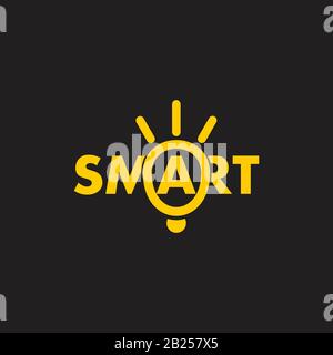 smart light bulb text logo vector Stock Vector