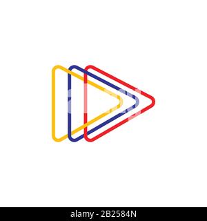 triangle line linked overlapping logo vector Stock Vector
