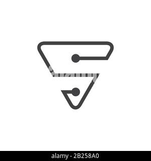 letter s triangle linked dots logo vector Stock Vector