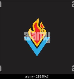 letter v flame fire simple motion logo vector Stock Vector Image & Art ...