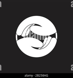 two helping hand circle geometric team work symbol vector Stock Vector