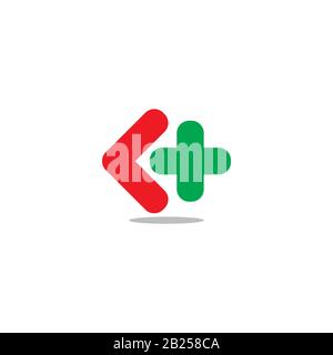 letter k plus medical logo vector Stock Vector