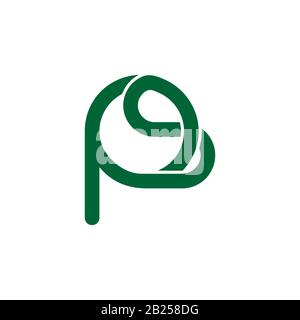 letters ps linked overlapping line simple logo vector Stock Vector