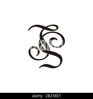 letter ts symbol curves ribbon overlapping logo vector Stock Vector