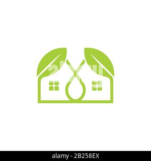 simple linked leaf home shape logo vector Stock Vector